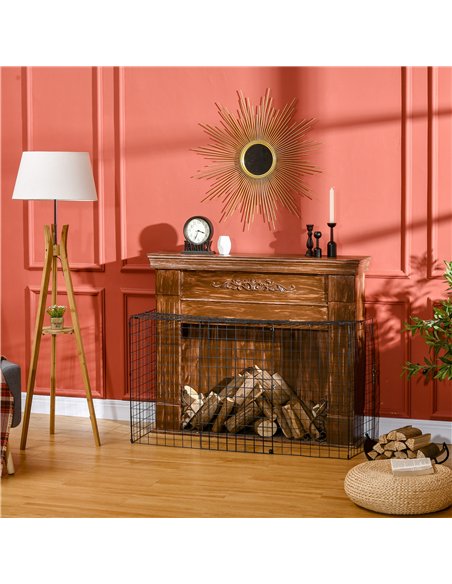 HOMCOM Extendable Fire Guard Screen, Freestanding Fire Screen Spark Guard, Folding Fireplace Cover, Wire Mesh, 81.5-160cm, Black