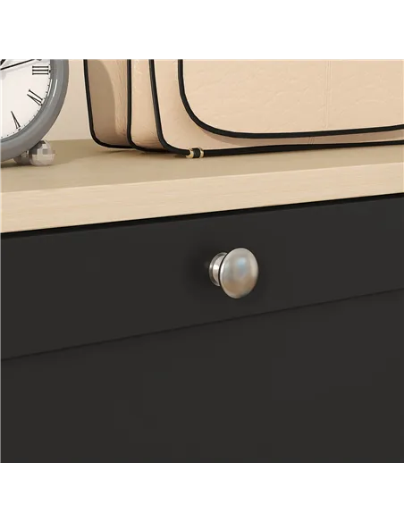 HOMCOM Modern Compact Three-Drawer Shoe Storage Cabinet - Black