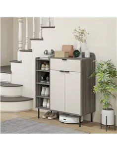 HOMCOM Modern and Minimal 12 Shoe Storage Cabinet - Grey/White 2