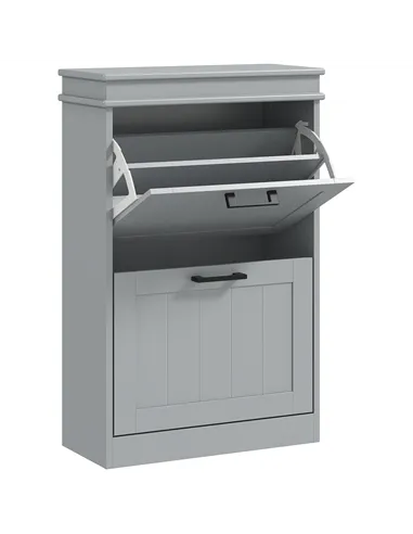 HOMCOM Two-Drawer Minimalistic Shoe Storage Cabinet, for 10 Shoes, Grey