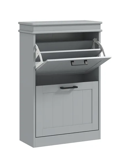 HOMCOM Two-Drawer Minimalistic Shoe Storage Cabinet, for 10 Shoes, Grey