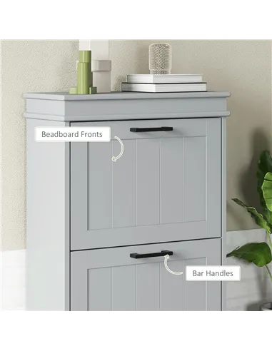 HOMCOM Two-Drawer Minimalistic Shoe Storage Cabinet, for 10 Shoes, Grey