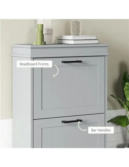 HOMCOM Two-Drawer Minimalistic Shoe Storage Cabinet, for 10 Shoes, Grey