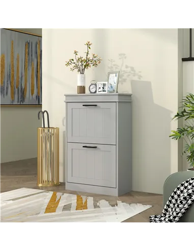 HOMCOM Two-Drawer Minimalistic Shoe Storage Cabinet, for 10 Shoes, Grey