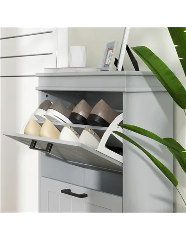 HOMCOM Two-Drawer Minimalistic Shoe Storage Cabinet, for 10 Shoes, Grey