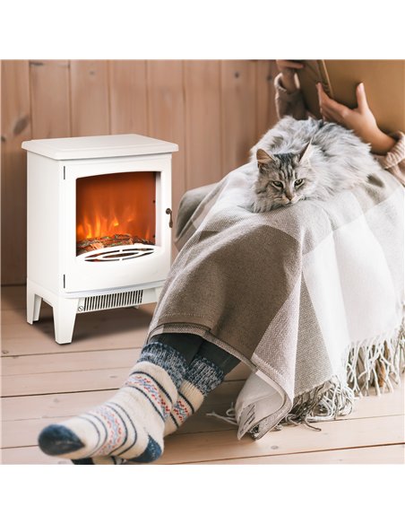 HOMCOM Electric Fireplace Stove, Free standing Fireplace Heater with Realistic LED Flame Effect, Overheat Safety Protection, 900