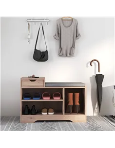 HOMCOM Multi-Compartment Shoe Bench, with Seat - Grey 2