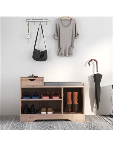 HOMCOM Multi-Compartment Shoe Bench, with Seat - Grey