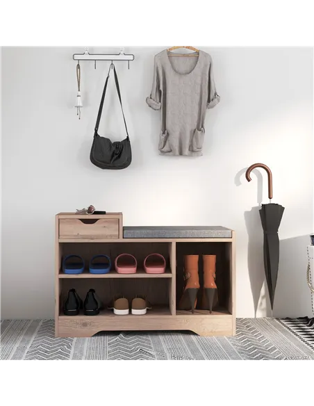 HOMCOM Multi-Compartment Shoe Bench, with Seat - Grey