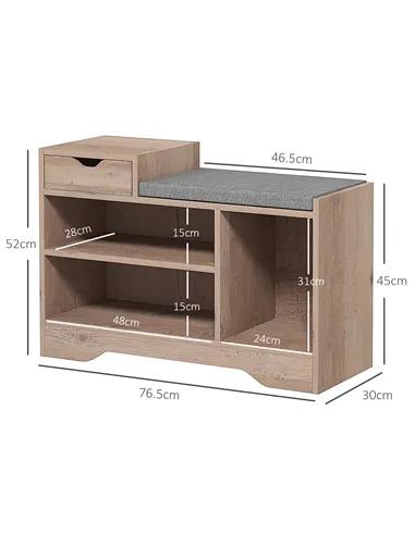 HOMCOM Multi-Compartment Shoe Bench, with Seat - Grey