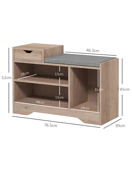 HOMCOM Multi-Compartment Shoe Bench, with Seat - Grey