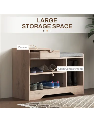 HOMCOM Multi-Compartment Shoe Bench, with Seat - Grey