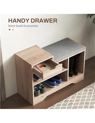 HOMCOM Multi-Compartment Shoe Bench, with Seat - Grey