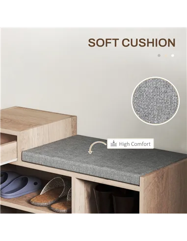 HOMCOM Multi-Compartment Shoe Bench, with Seat - Grey