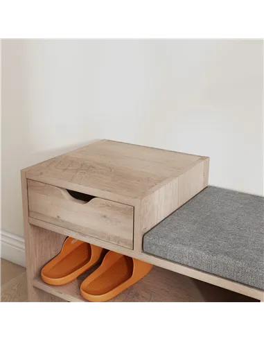 HOMCOM Multi-Compartment Shoe Bench, with Seat - Grey