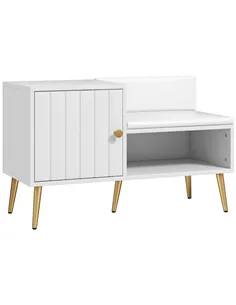 HOMCOM Shoe Storage Unit, with Padded Seat - White