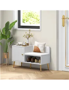 HOMCOM Shoe Storage Unit, with Padded Seat - White 2