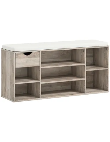 HOMCOM Shoe Storage Bench with Cushion - Grey