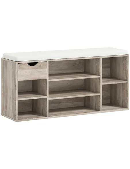 HOMCOM Shoe Storage Bench with Cushion - Grey