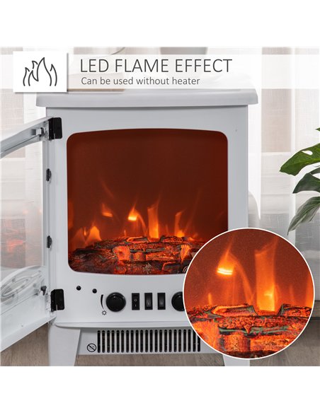HOMCOM Electric Fireplace Stove, Free standing Fireplace Heater with Realistic LED Flame Effect, Overheat Safety Protection, 900