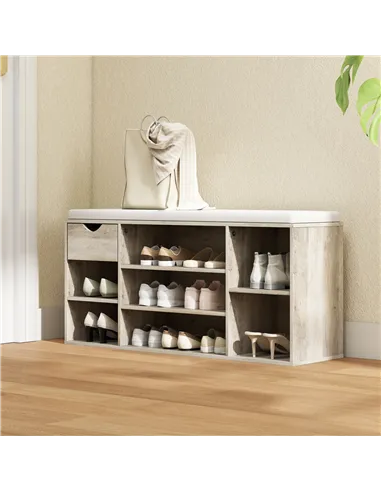 HOMCOM Shoe Storage Bench with Cushion - Grey
