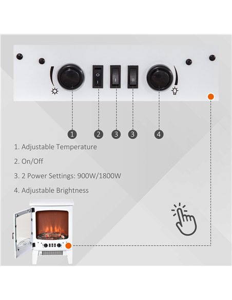 HOMCOM Electric Fireplace Stove, Free standing Fireplace Heater with Realistic LED Flame Effect, Overheat Safety Protection, 900