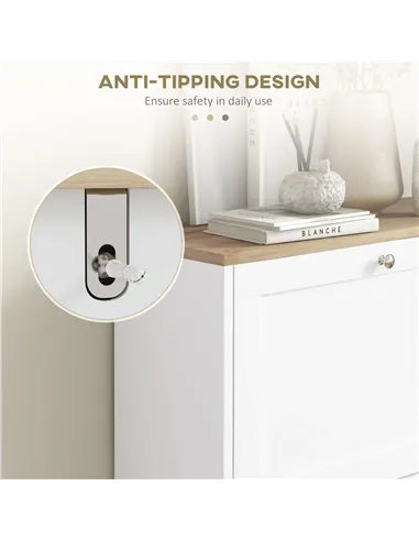 HOMCOM Two Flip Drawer Shoe Cabinet - White