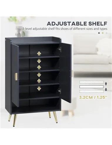 HOMCOM Entryway Furniture Set for 19 Pairs of Shoes, Hallway Shoe Cabinet with Adjustable Shelves, Shoe Storage Bench with Steel