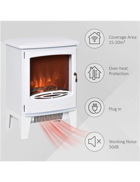 HOMCOM Electric Fireplace Stove, Free standing Fireplace Heater with Realistic LED Flame Effect, Overheat Safety Protection, 900