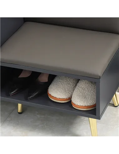 HOMCOM Entryway Furniture Set for 19 Pairs of Shoes, Hallway Shoe Cabinet with Adjustable Shelves, Shoe Storage Bench with Steel