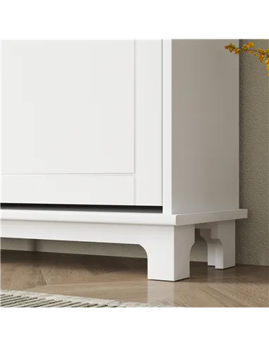 HOMCOM Narrow Shoe Storage Cabinet, Slim Shoe Cabinet with 4 Flip Drawers, Adjustable Shelves for 16 Pairs of Shoes, White