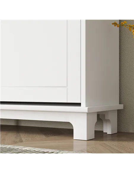 HOMCOM Narrow Shoe Storage Cabinet, Slim Shoe Cabinet with 4 Flip Drawers, Adjustable Shelves for 16 Pairs of Shoes, White