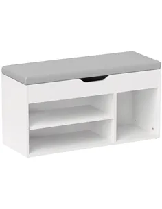 HOMCOM Shoes Cabinet Bench Hidden Storage Padded Seat Organiser Footwear Rack Hallway Cream White
