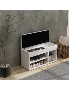 HOMCOM Shoes Cabinet Bench Hidden Storage Padded Seat Organiser Footwear Rack Hallway Cream White 2