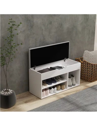 HOMCOM Shoes Cabinet Bench Hidden Storage Padded Seat Organiser Footwear Rack Hallway Cream White