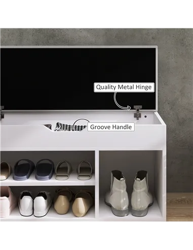 HOMCOM Shoes Cabinet Bench Hidden Storage Padded Seat Organiser Footwear Rack Hallway Cream White