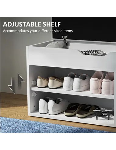 HOMCOM Shoes Cabinet Bench Hidden Storage Padded Seat Organiser Footwear Rack Hallway Cream White