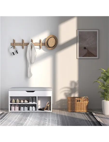 HOMCOM Shoes Cabinet Bench Hidden Storage Padded Seat Organiser Footwear Rack Hallway Cream White