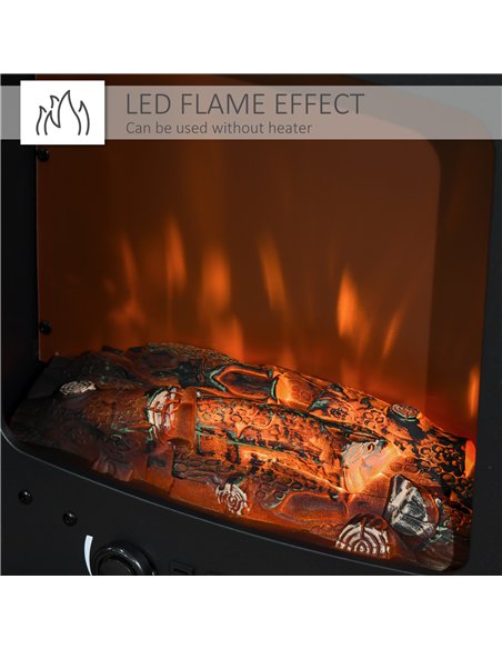 HOMCOM Electric Fireplace Stove, Free standing Fireplace Heater with Realistic LED Flame Effect, Overheat Safety Protection, 900