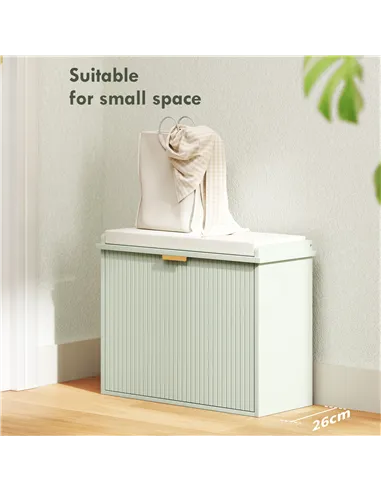 HOMCOM Elegant Six Shoe Bench, with Top Seat - Green