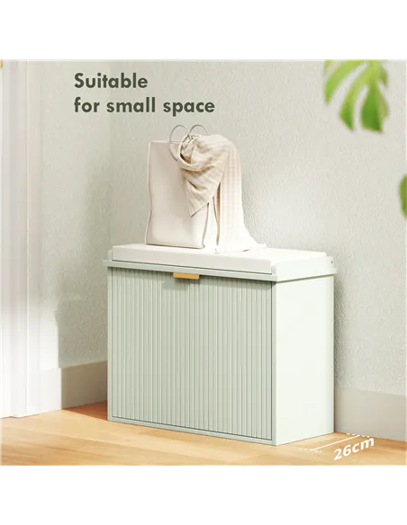 HOMCOM Elegant Six Shoe Bench, with Top Seat - Green