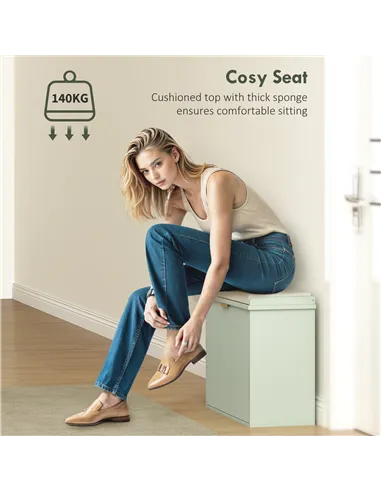 HOMCOM Elegant Six Shoe Bench, with Top Seat - Green