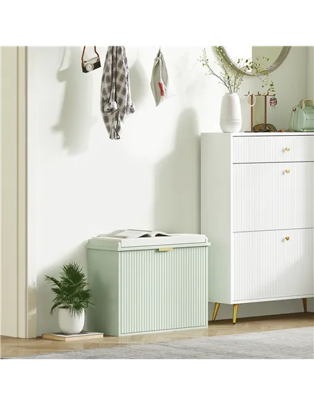 HOMCOM Elegant Six Shoe Bench, with Top Seat - Green