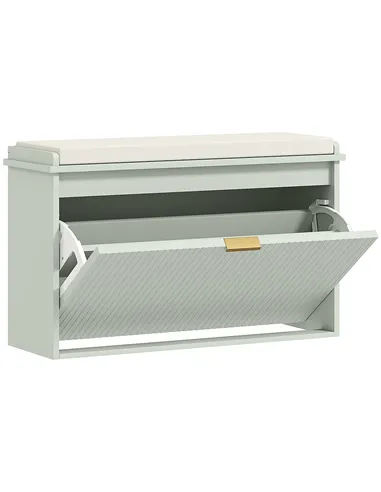 HOMCOM Elegant Eight Shoe Bench, with Top Seat - Green