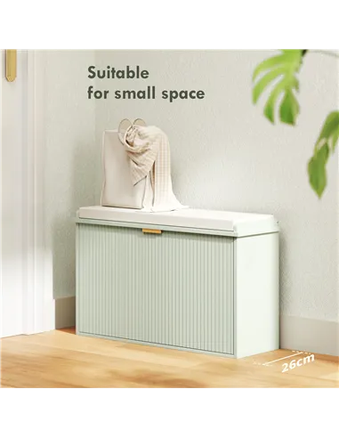 HOMCOM Elegant Eight Shoe Bench, with Top Seat - Green