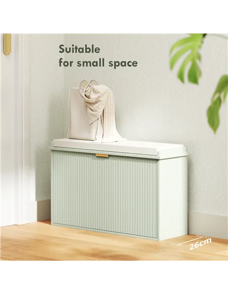 HOMCOM Elegant Eight Shoe Bench, with Top Seat - Green