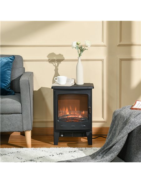 HOMCOM Electric Fireplace Stove, Free standing Fireplace Heater with Realistic LED Flame Effect, Overheat Safety Protection, 900