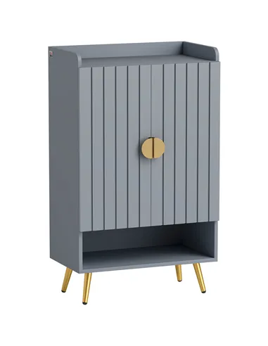 HOMCOM Modern Shoe Cabinet with 2 Doors, Open Shelf and Adjustable Shelves, 15 Pair Hallway Shoe Cupboard, Entryway Storage Unit