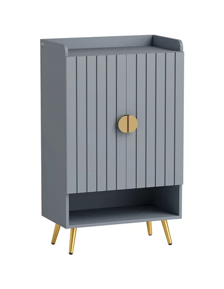 HOMCOM Modern Shoe Cabinet with 2 Doors, Open Shelf and Adjustable Shelves, 15 Pair Hallway Shoe Cupboard, Entryway Storage Unit