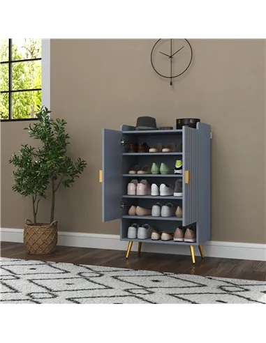 HOMCOM Modern Shoe Cabinet with 2 Doors, Open Shelf and Adjustable Shelves, 15 Pair Hallway Shoe Cupboard, Entryway Storage Unit